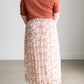 Ivory Floral Pleated Lined Midi Skirt Skirts