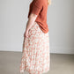 Ivory Floral Pleated Lined Midi Skirt Skirts