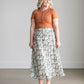 Ivory Floral Pleated Lined Midi Skirt Skirts