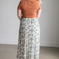 Ivory Floral Pleated Lined Midi Skirt Skirts