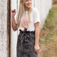 Ivory + Mauve Leaf Print Graphic Tee Tops Polagram