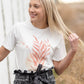 Ivory + Mauve Leaf Print Graphic Tee Tops Polagram