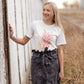Ivory + Mauve Leaf Print Graphic Tee Tops Polagram