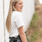 Ivory + Mauve Leaf Print Graphic Tee Tops Polagram