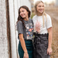 Ivory + Mauve Leaf Print Graphic Tee Tops Polagram