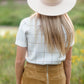 Ivory Plaid Short Sleeve Sweater Tops Polygram