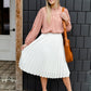 Ivory Pleated Stretch Waist Midi Skirt - FINAL SALE Skirts