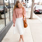 Ivory Pleated Stretch Waist Midi Skirt - FINAL SALE Skirts