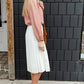 Ivory Pleated Stretch Waist Midi Skirt - FINAL SALE Skirts