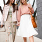 Ivory Pleated Stretch Waist Midi Skirt - FINAL SALE Skirts