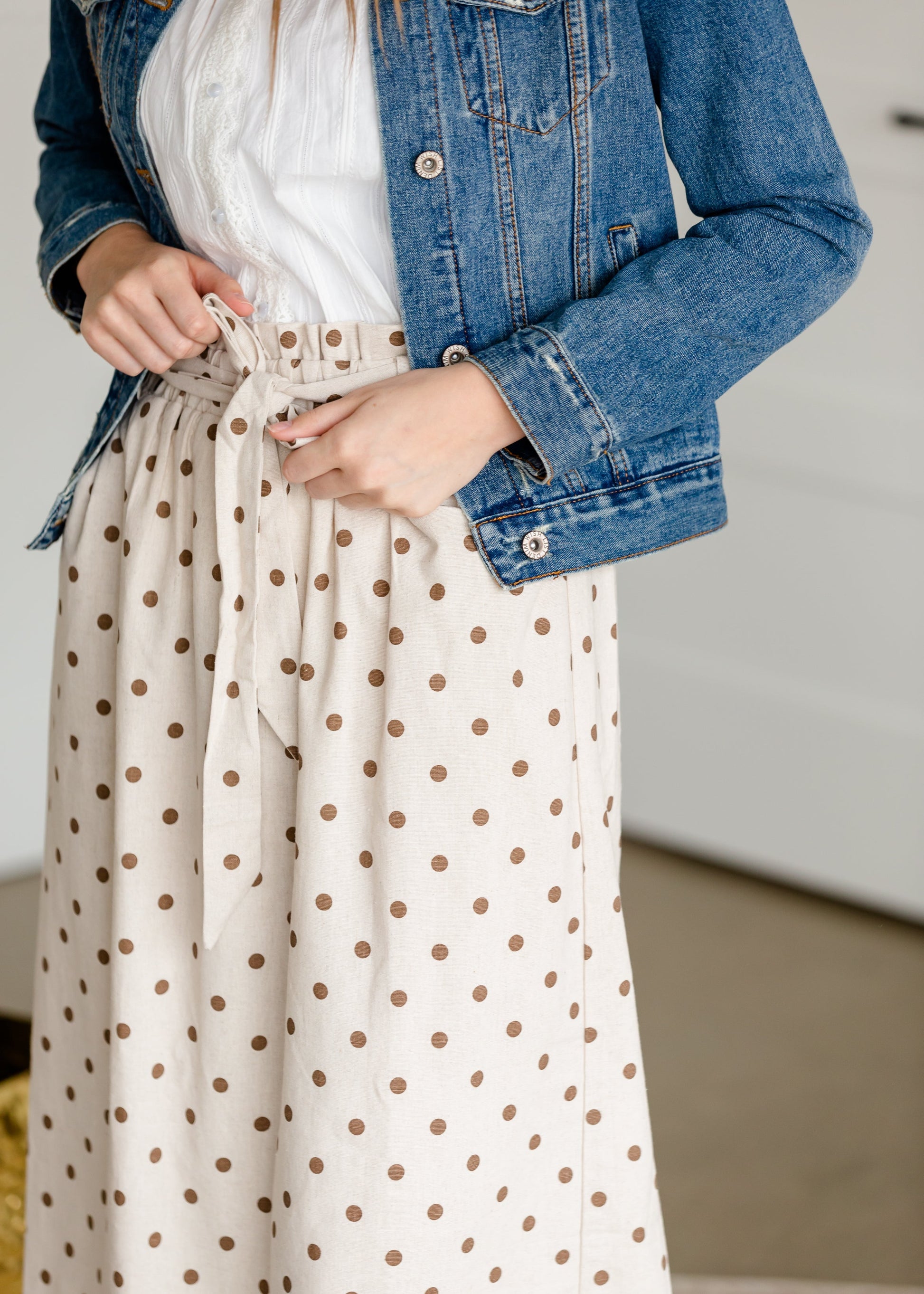 Ivory Polka Dot Paper Bag Midi Skirt - FINAL SALE Skirts