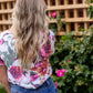 Ivory Round Neck Basic Floral Tee Tops