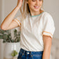 Ivory Striped Sleeve Knit Tee - FINAL SALE Tops