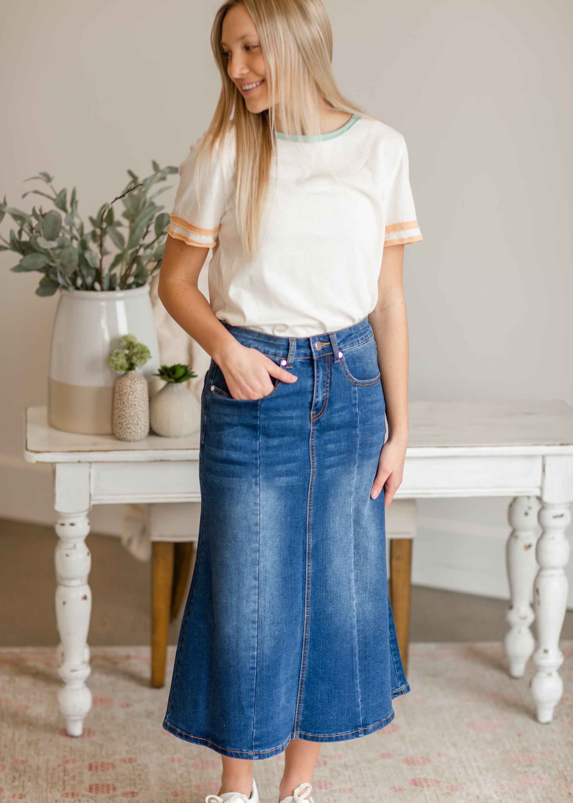 Ivory Striped Sleeve Knit Tee - FINAL SALE Tops