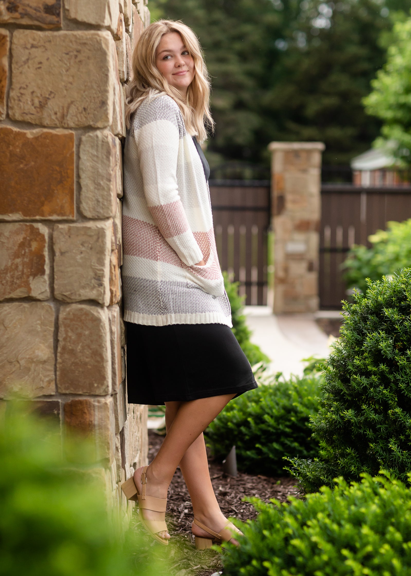 Ivory Textured Colorblock Cardigan Tops