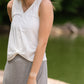 Ivory Triblend Front knot Tank Top - FINAL SALE Tops