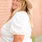 Ivory V-Neck Puff Sleeve Top Tops Hayden