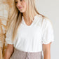 Ivory V-Neck Puff Sleeve Top Tops Hayden