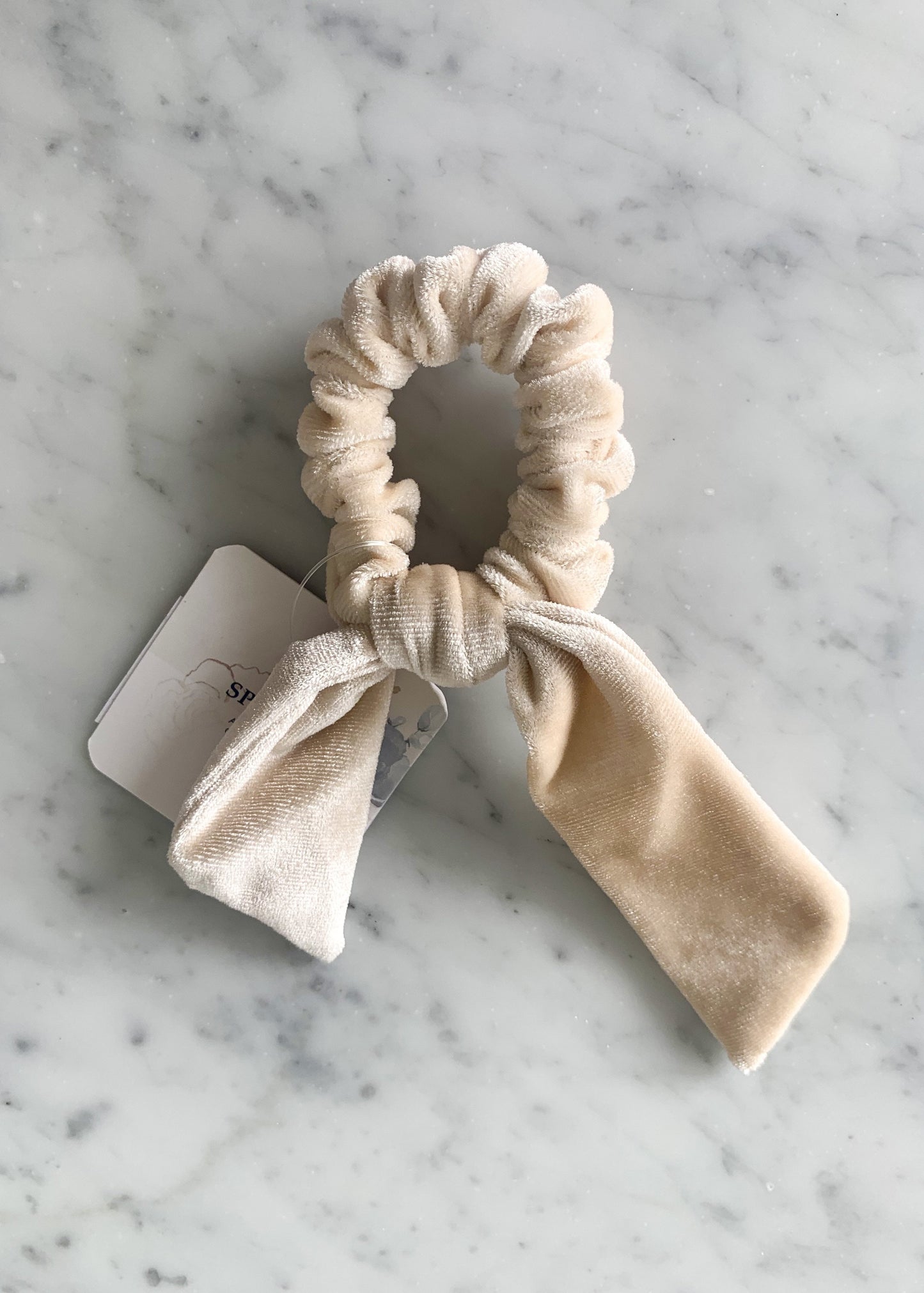 Ivory Velvet Bow Scrunchie Accessories