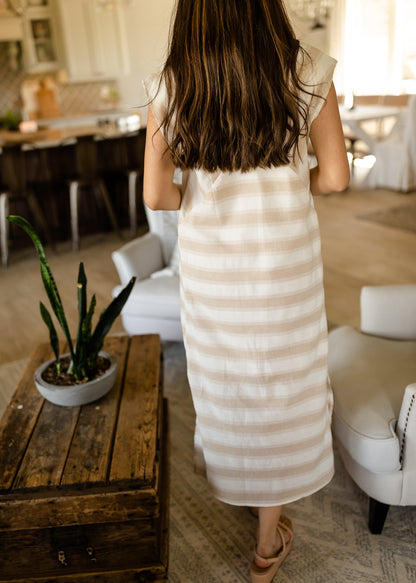 Ivory Woven Striped Midi Dress - FINAL SALE Dresses