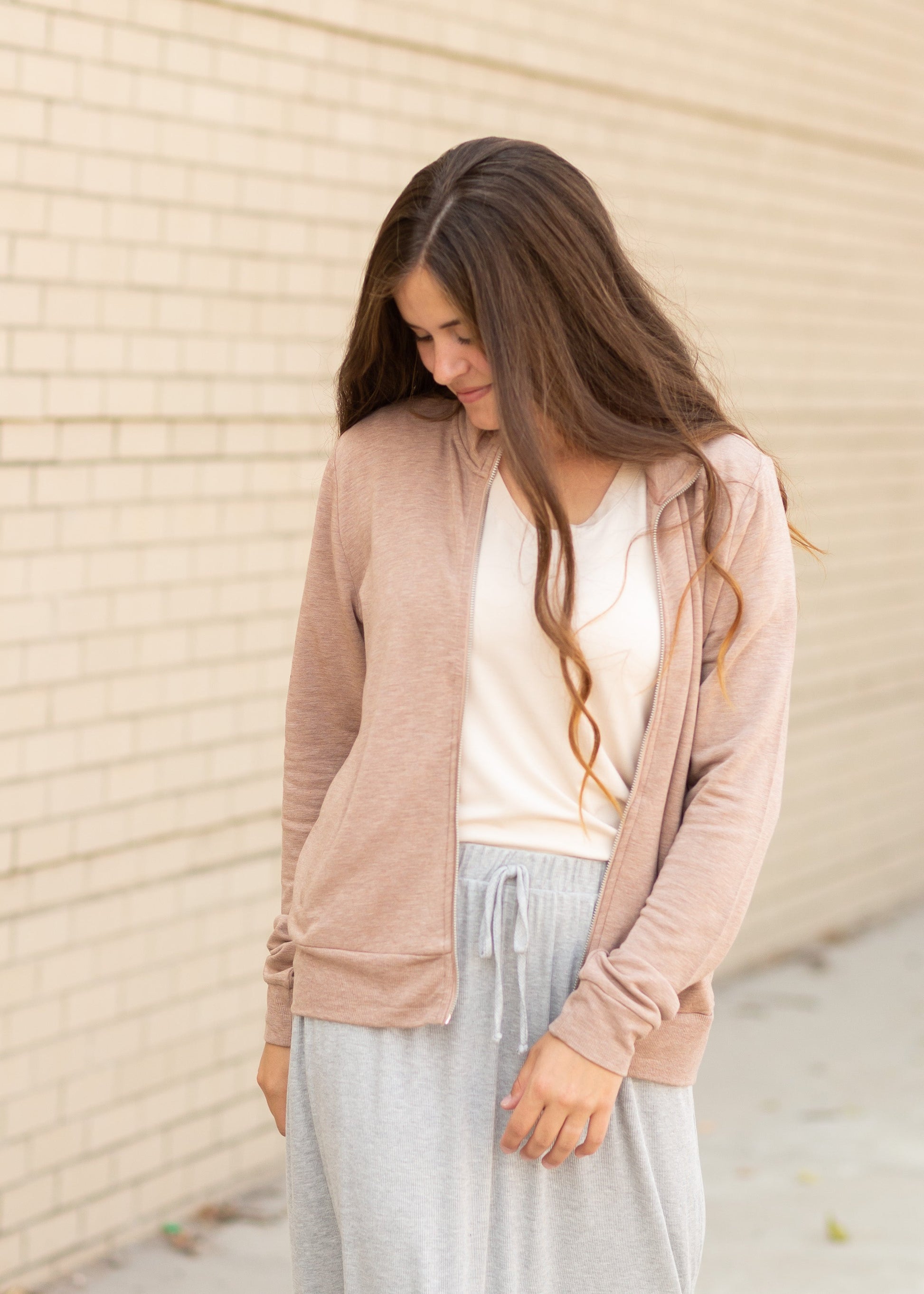 Jacey Zip Up Jacket Tops Taupe / S