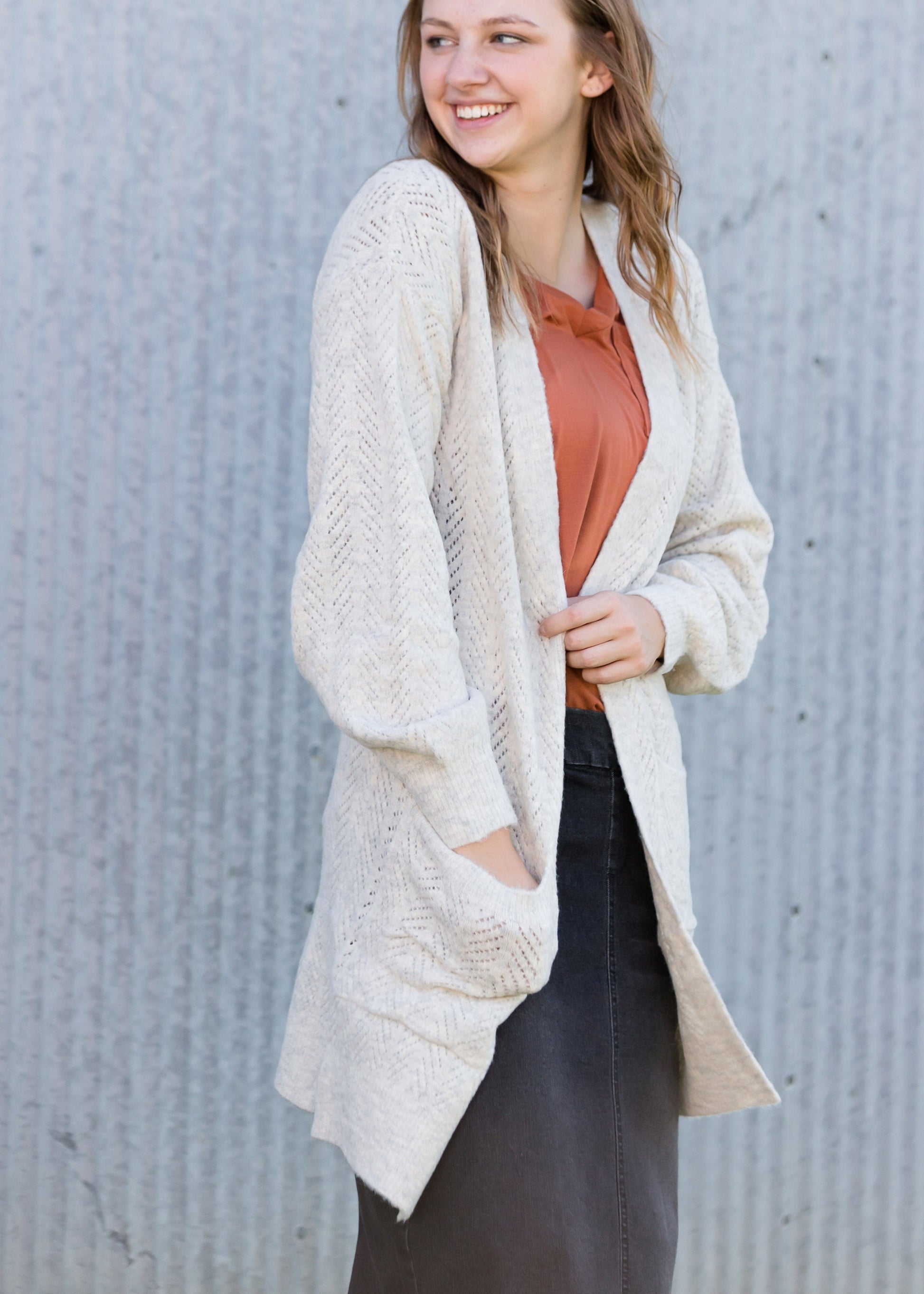 Jacquard Knit Open Front Cardigan - FINAL SALE Layering Essentials