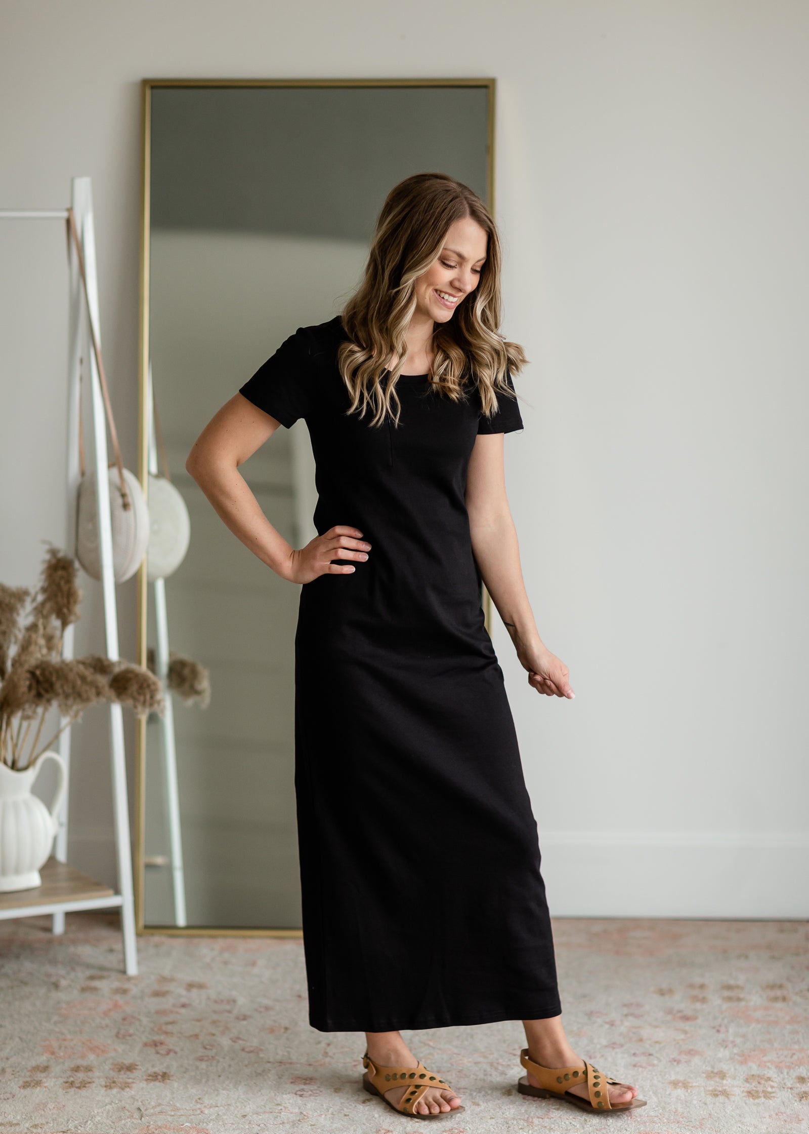 Jane T-Shirt Maxi Dress Dresses Inherit Co.  Black / XS