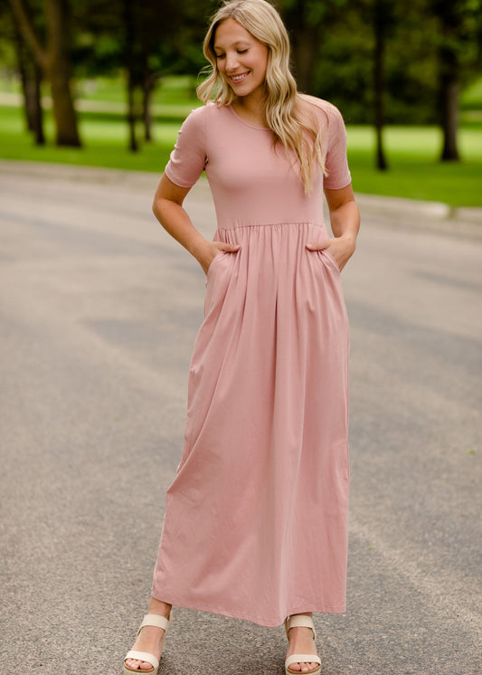 Jasmine Blush Short Sleeve Maxi Dress Dresses