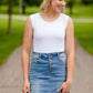 Jessa Vintage Wash Button Front Long Denim Skirt Skirts