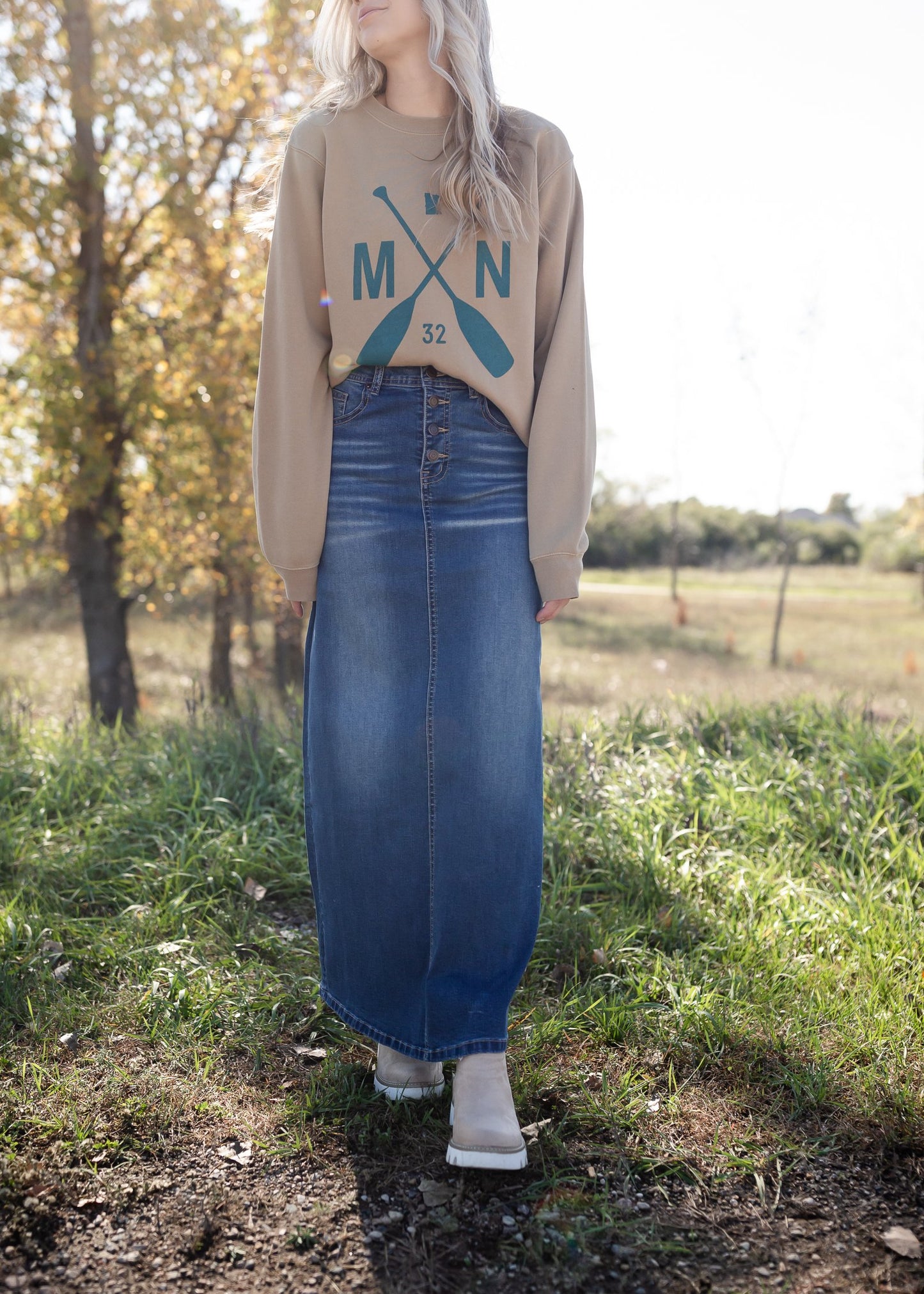 Cheyenne Long Denim Skirt