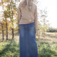 Jessa Vintage Wash Button Front Long Denim Skirt Skirts Inherit