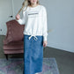 Jessa Vintage Wash Button Front Long Denim Skirt Skirts Inherit