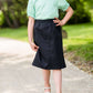 little girls modest purple, mint or black denim midi skirt
