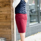 Joey Burgandy Stretch Waist Midi Skirt - FINAL SALE Skirts
