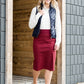 Joey Burgandy Stretch Waist Midi Skirt - FINAL SALE Skirts