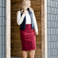 Joey Burgandy Stretch Waist Midi Skirt - FINAL SALE Skirts