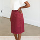 Joey Burgandy Stretch Waist Midi Skirt - FINAL SALE Skirts