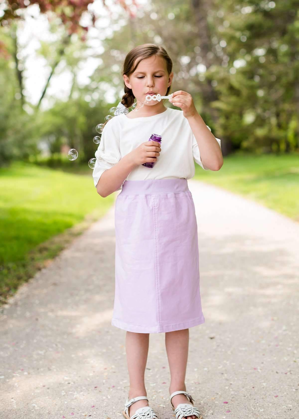 Joey Lavender Stretch Waist Girls Midi Skirt - FINAL SALE Skirts 2T