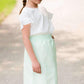 Joey Mint Stretch Waist Girls Midi Skirt - FINAL SALE Skirts