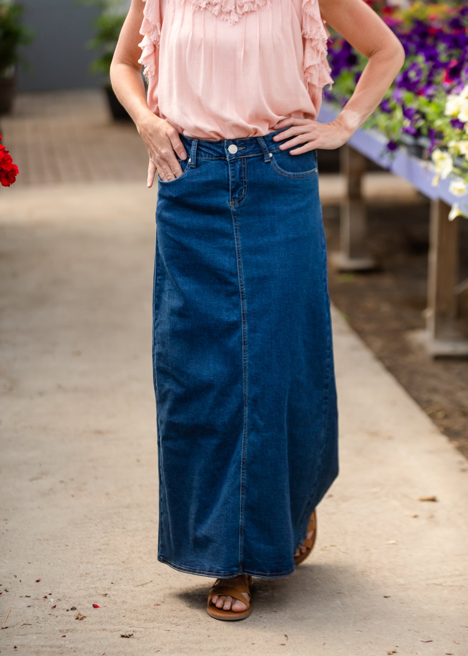 Joy A-Line Long Denim Jean Skirt - FINAL SALE Skirts