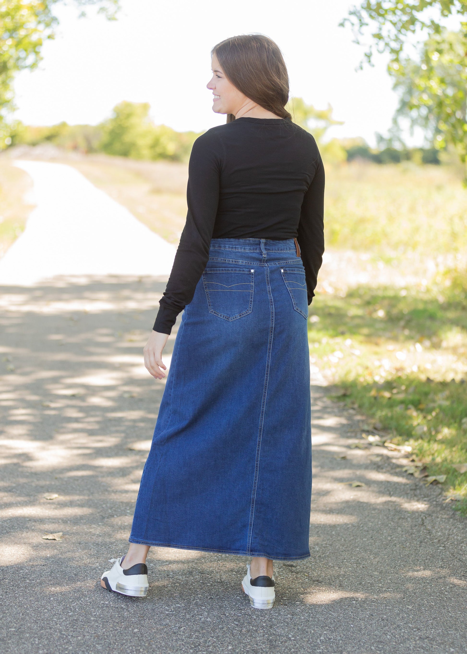 Joy A-Line Long Denim Skirt Skirts