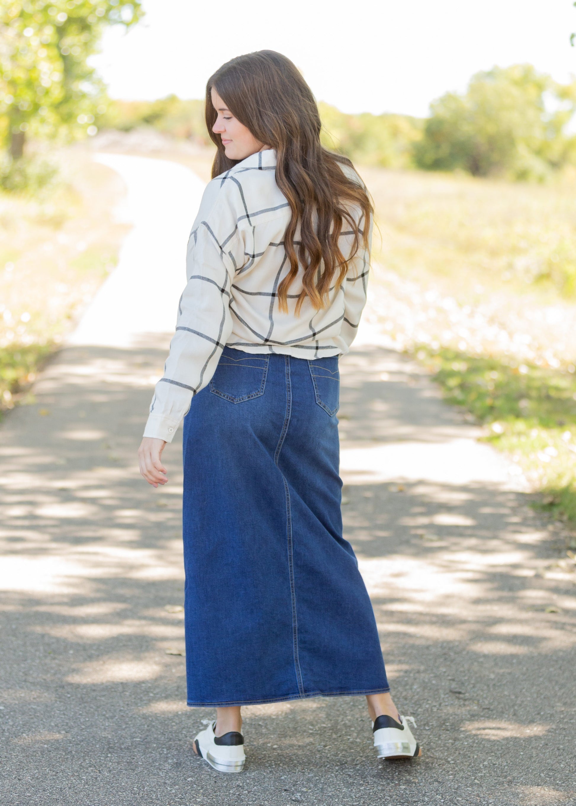 Joy A-Line Long Denim Skirt Skirts