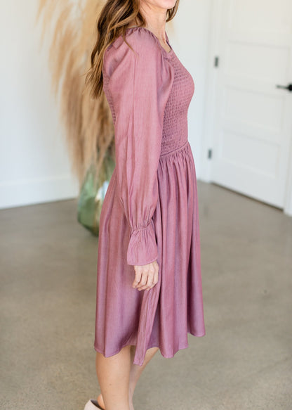 Juliet Mauve Bell Sleeve Midi Dress-FINAL SALE Dresses Mikarose