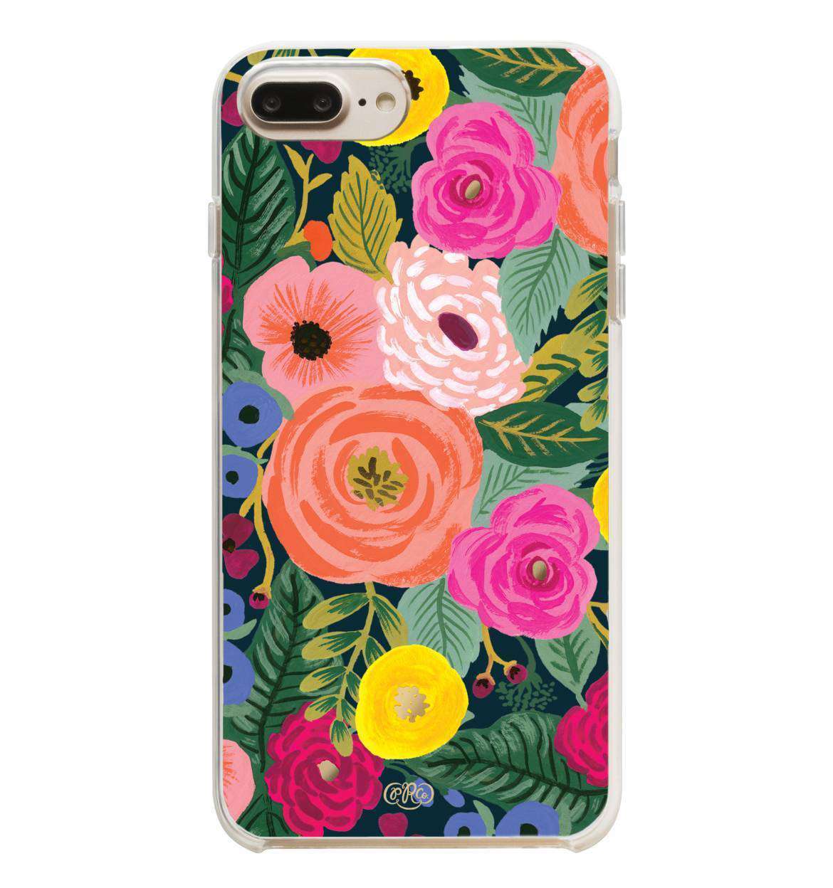 Women's pink and green floral iPhone clear cover