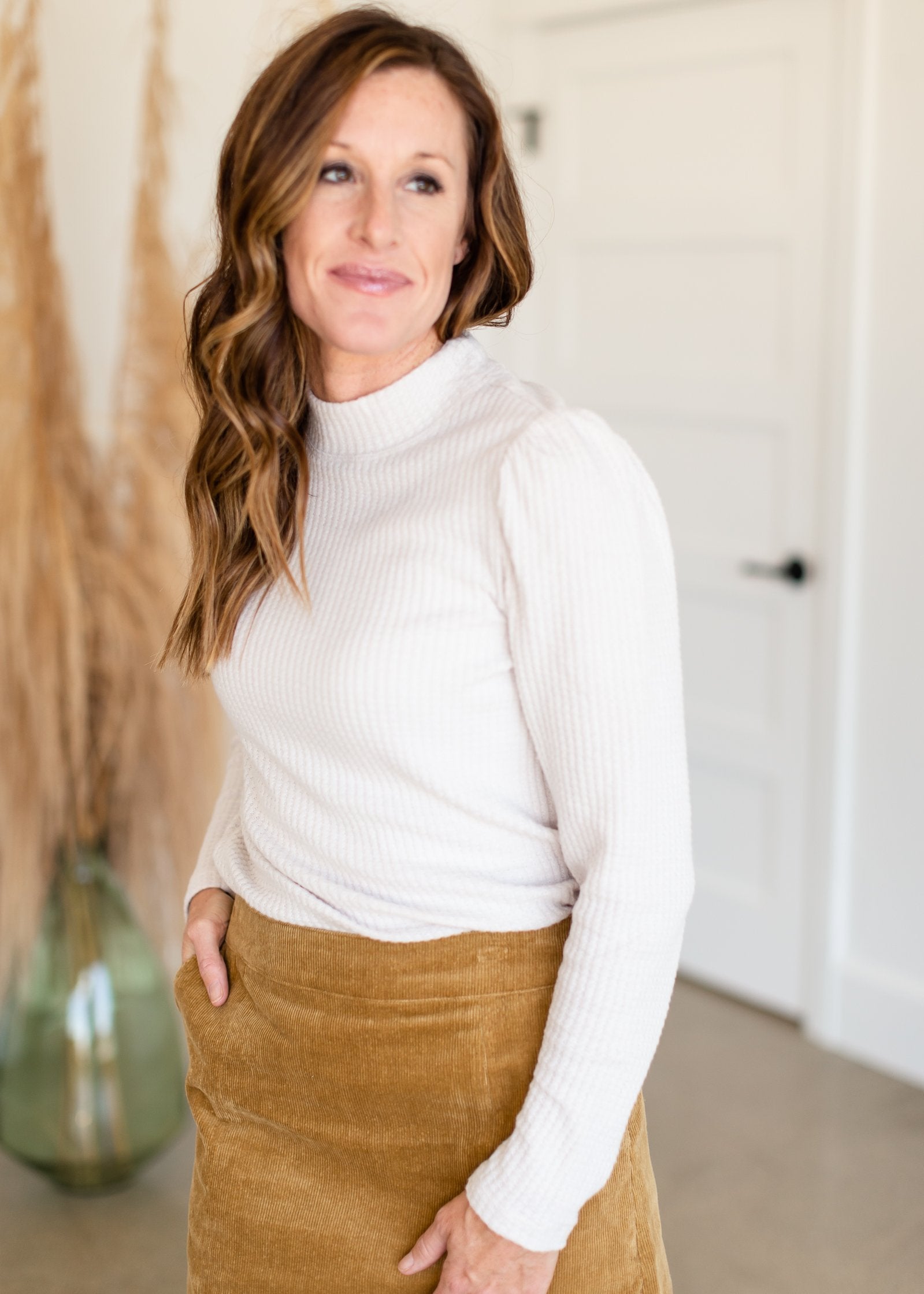 Justice Mock Neck Bushed Waffle Thermal Top - FINAL SALE Tops Z Supply
