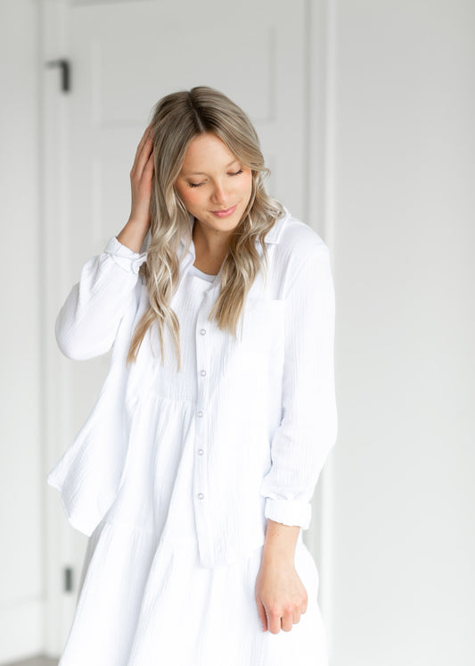 Kaili Button Up Gauze Top Tops