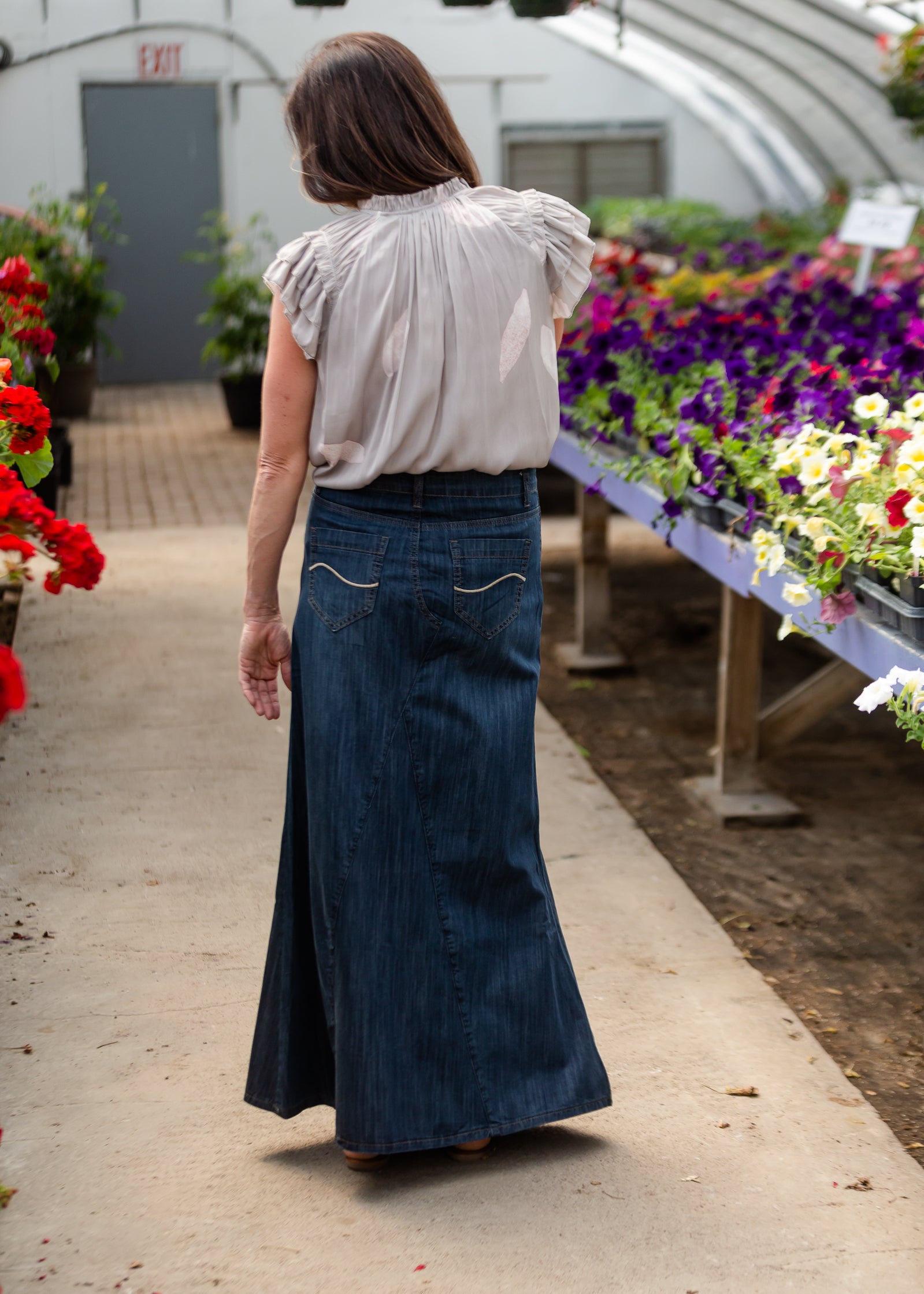 A line dark cheap denim skirt