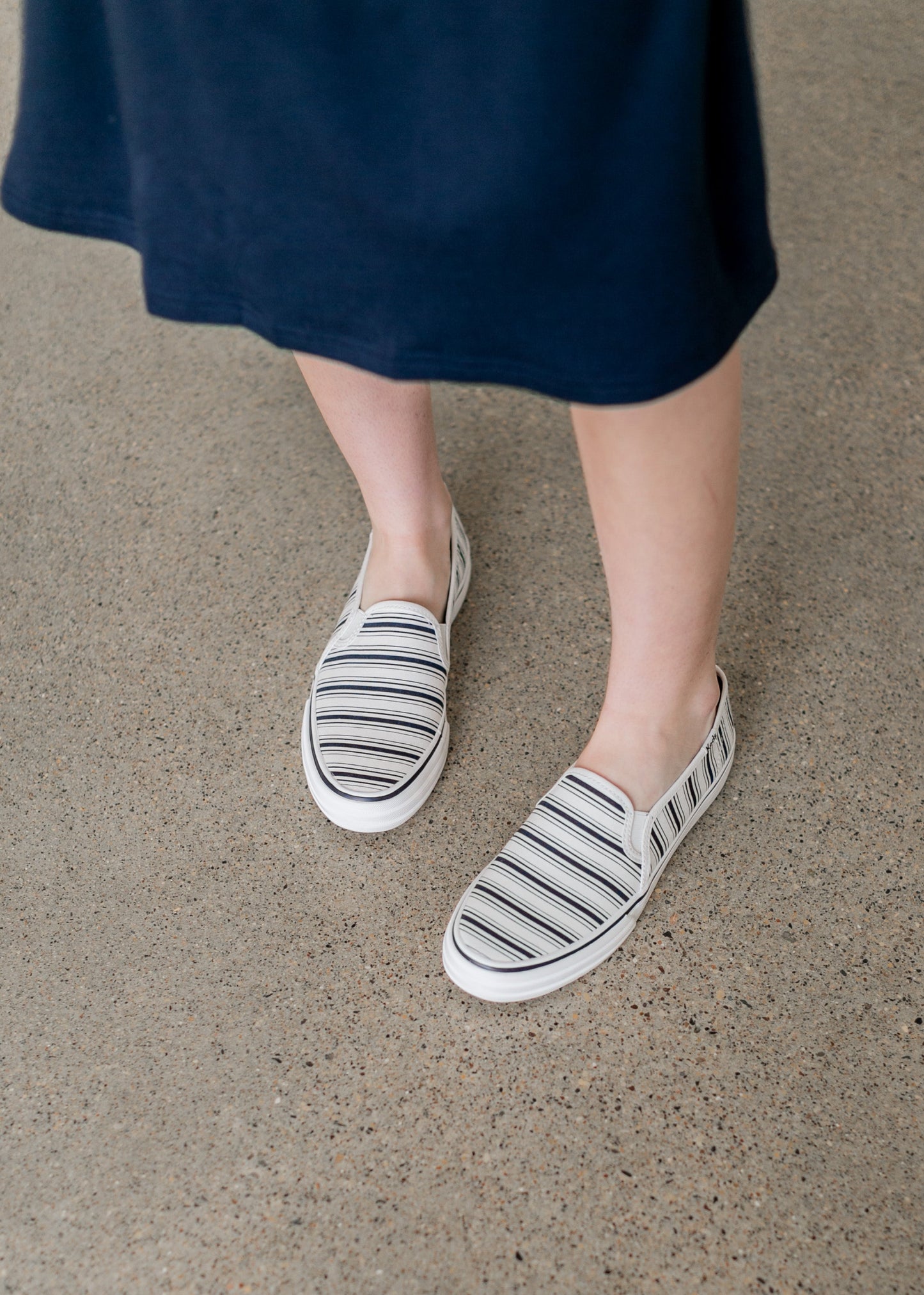 Keds® Double Decker Navy Stripe Canvas Sneakers Shoes