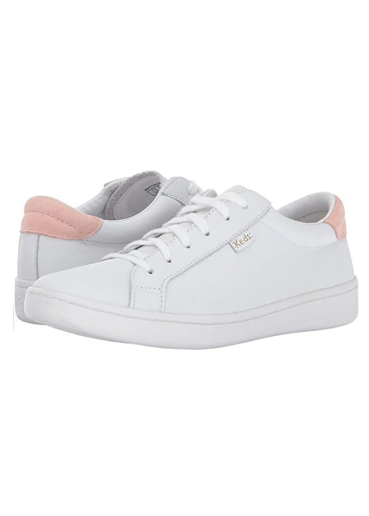 Keds White + Blush Leather Sneaker - FINAL SALE Accessories Keds