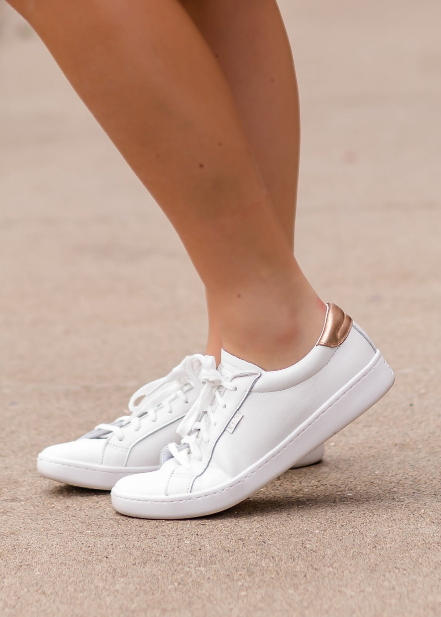 Keds White + Rose Gold Leather Sneaker - FINAL SALE Shoes